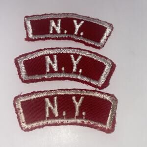 BSA Uniform State Patch N.Y. Red & White Embroidered Antique Late 1960’s